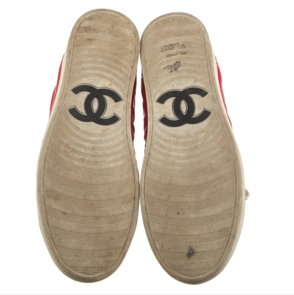 Chanel Authentic Interlocking Cc Leather Sneakers… - image 5